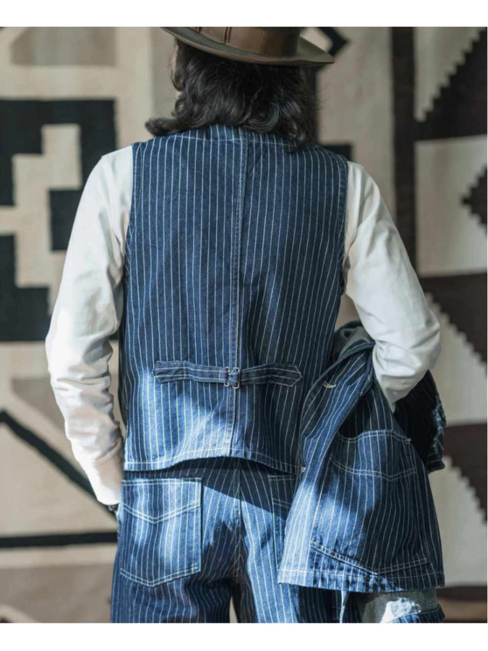 Non Stock Vintage 1930 Wabash Stripe Work Vest Railroad Workwear Jean Waistcoat